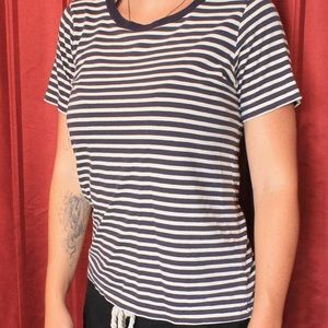 Blue and white striped t-shirt